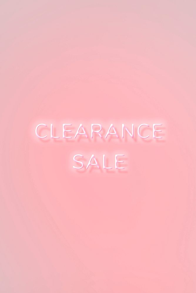 CLEARANCE SALE neon word typography on a pink background