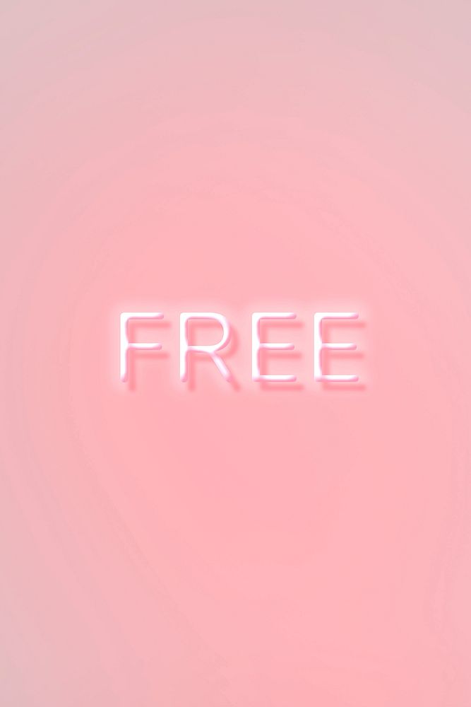 FREE neon word typography on a pink background