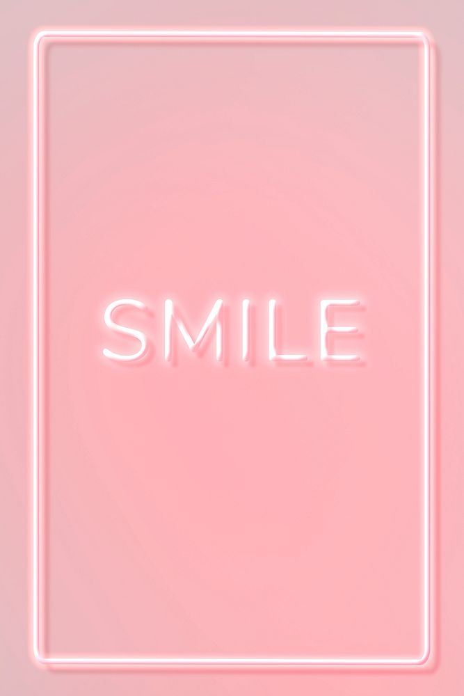 Glowing pink smile text frame neon typography