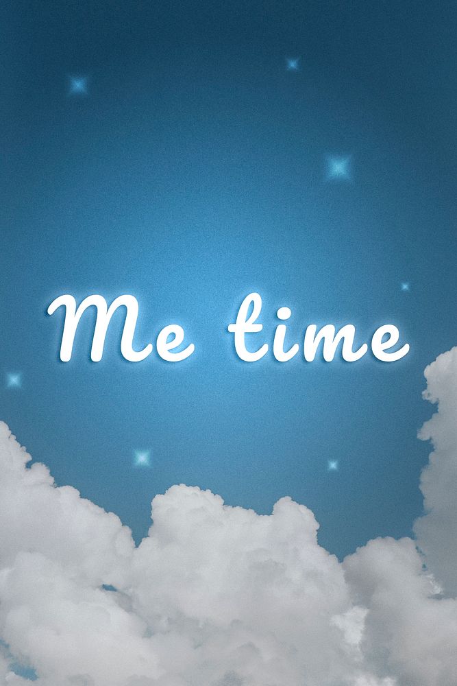 Me time glowing neon typography