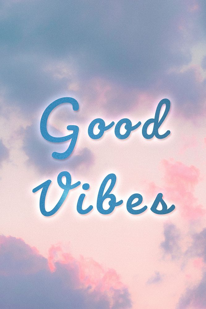 Good vibes blue neon typography