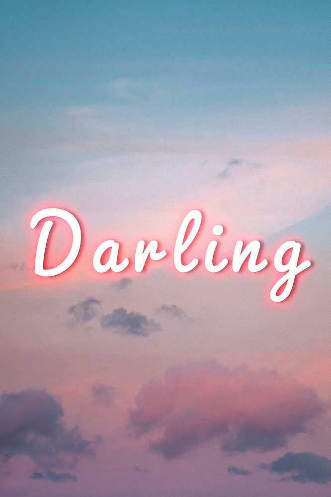 Darling pink neon typography text