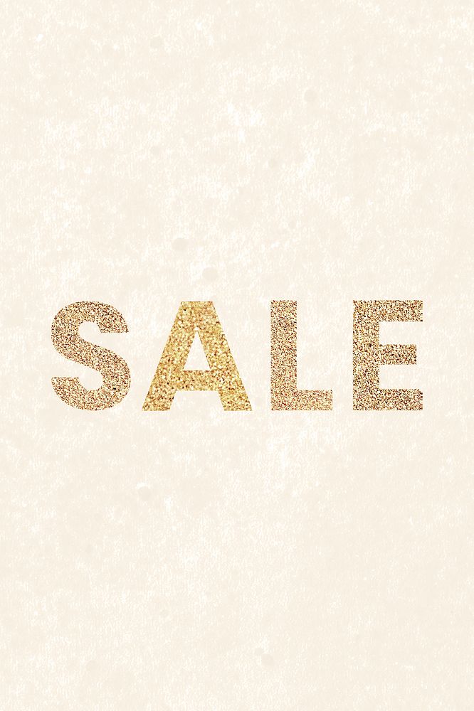 Glittery sale typography on a beige social template background