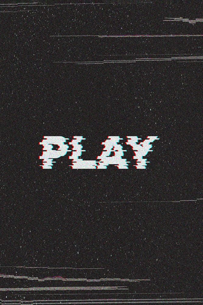 Play glitch effect typography on black background