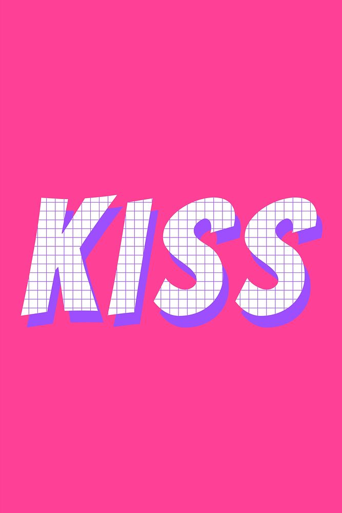 Kiss colorful funky typography vector