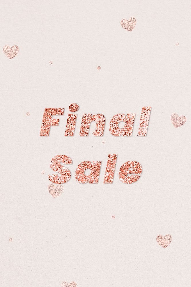 Glittery final sale typography on heart patterned background