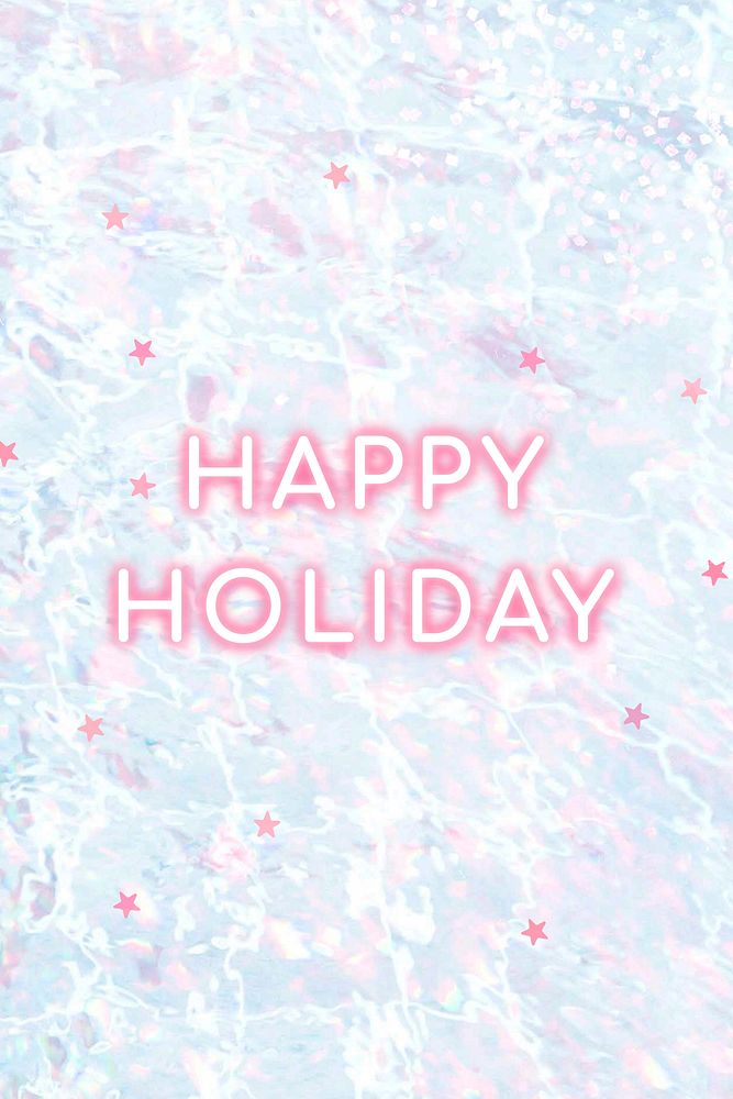Glowing neon happy holiday vector text