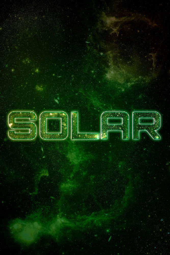 SOLAR word typography green text