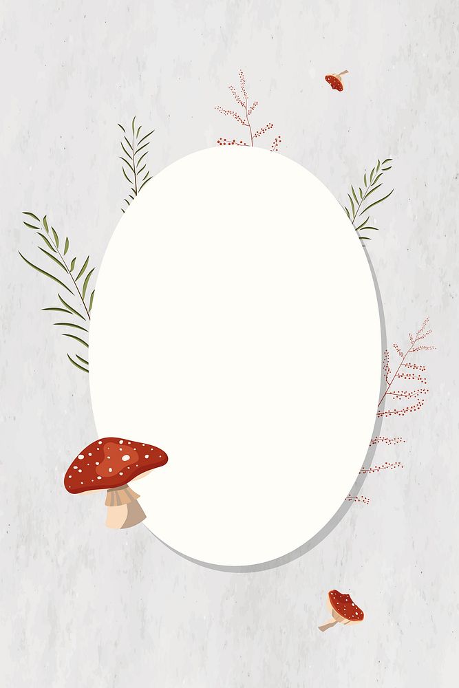 White marble texture background frame blank paper with mushroom decor