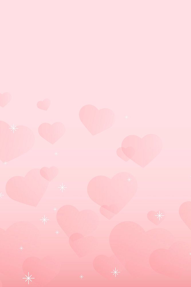 Abstract sparkle heart pattern vector pink background