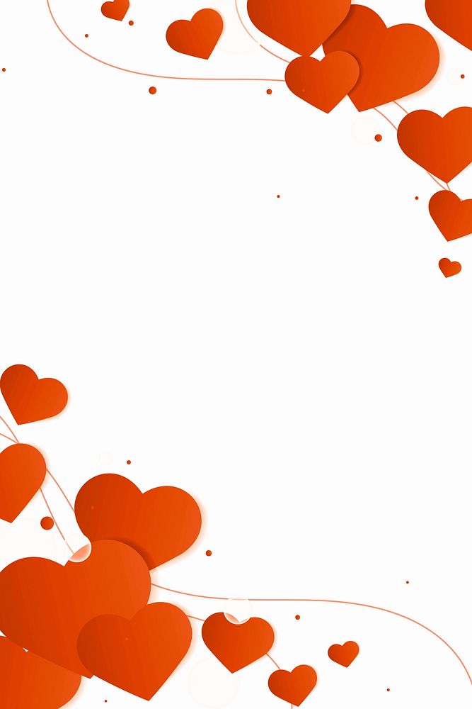 Vector heart side border orange background