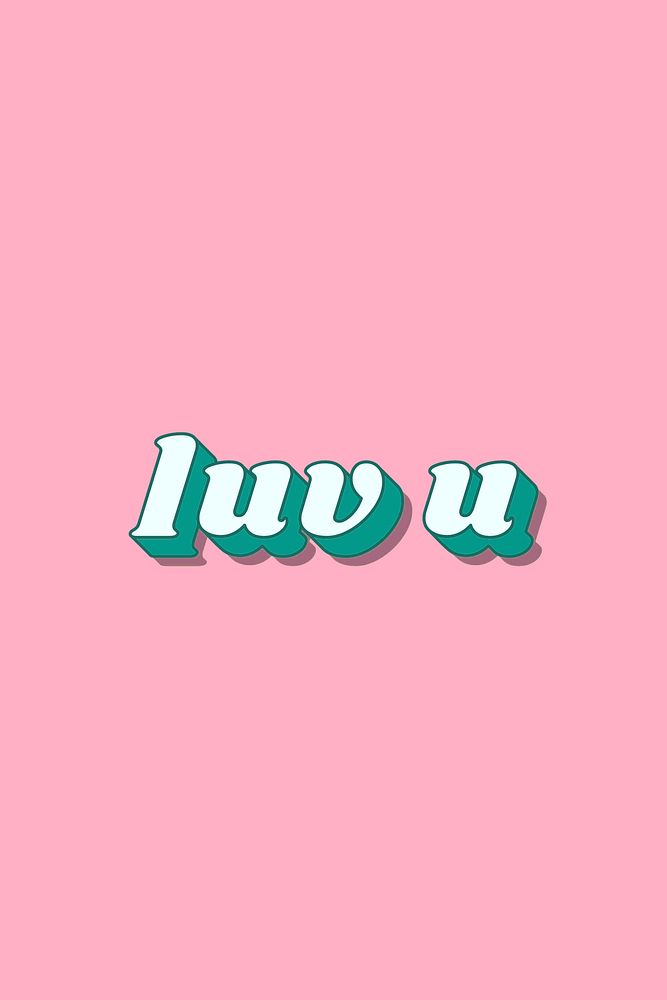 Luv u text retro pastel shadow font