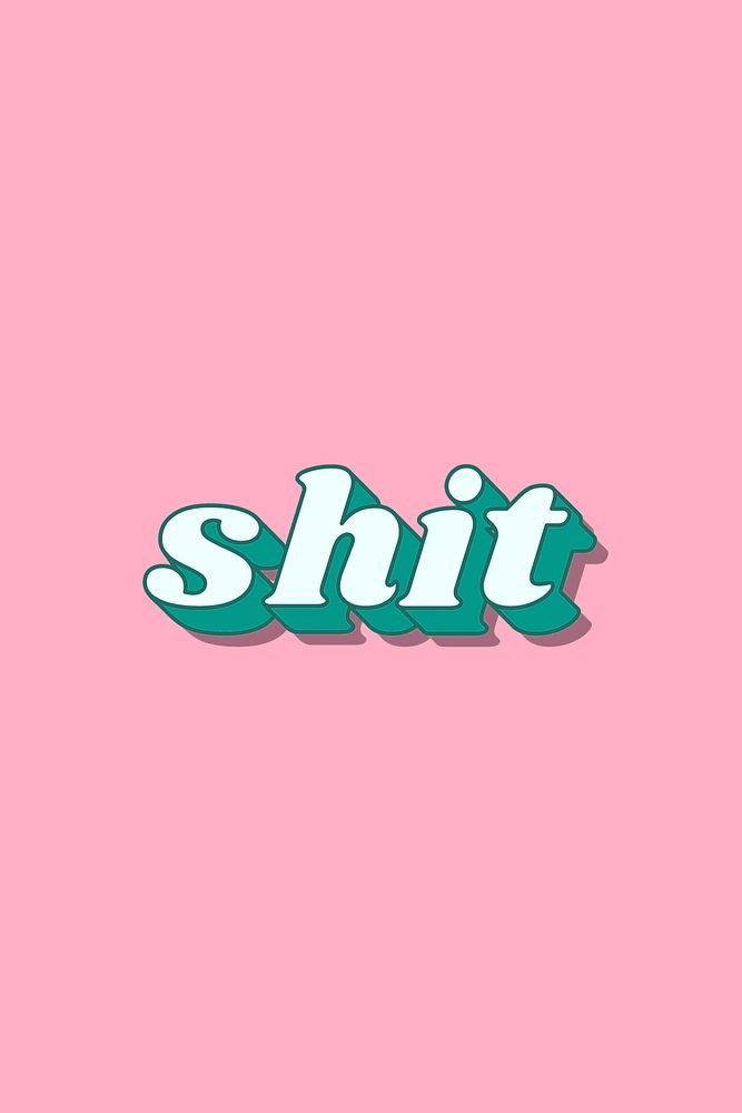 Shit word retro 3D effect pastel typography