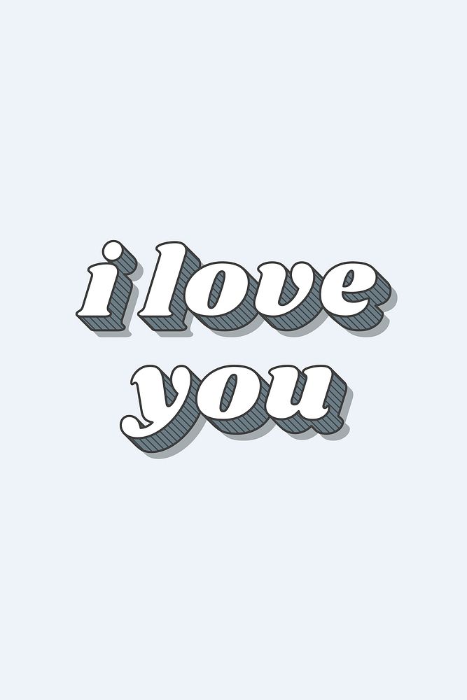 I love you retro bold lettering typography font vector