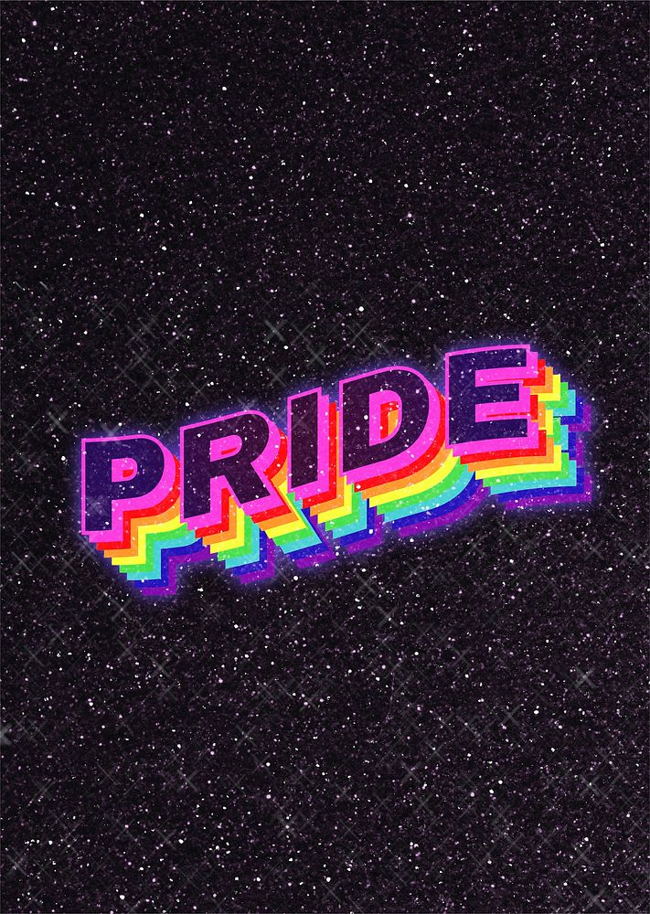 Vector pride font typography 3D Rainbow shadow