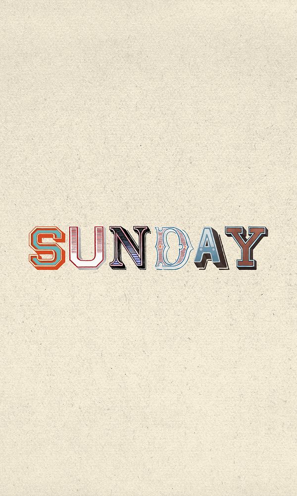 Sunday word clipart vintage typography