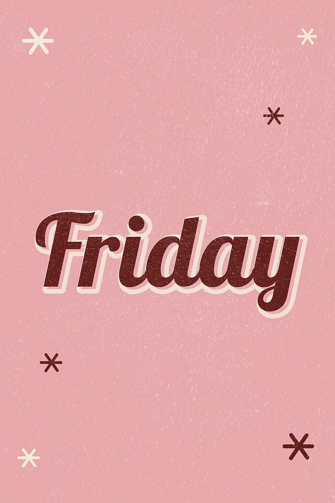 Friday retro word typography on a pink background