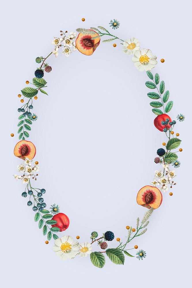 Flower and fruit decorated frame vector