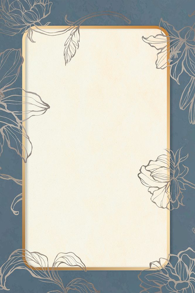 Rectangle blooming floral frame vintage blank space