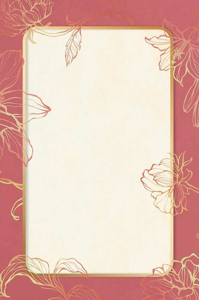 Rectangle blooming floral frame vintage blank space