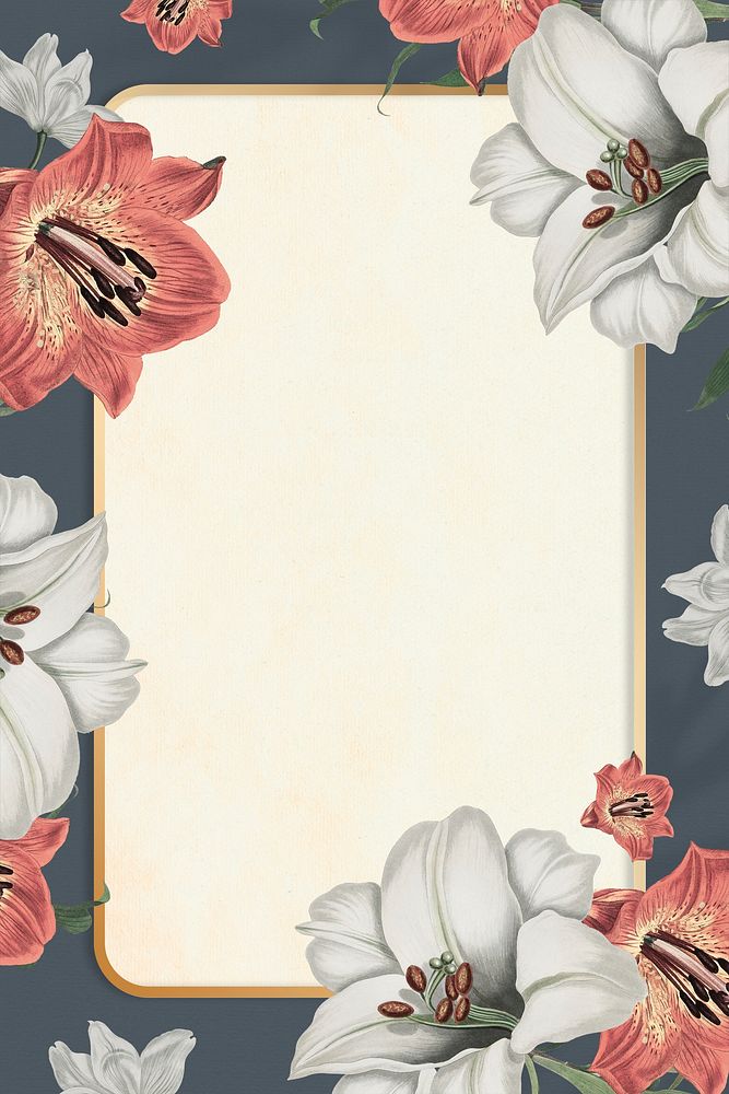 Rectangle floral pattern frame vintage blank space
