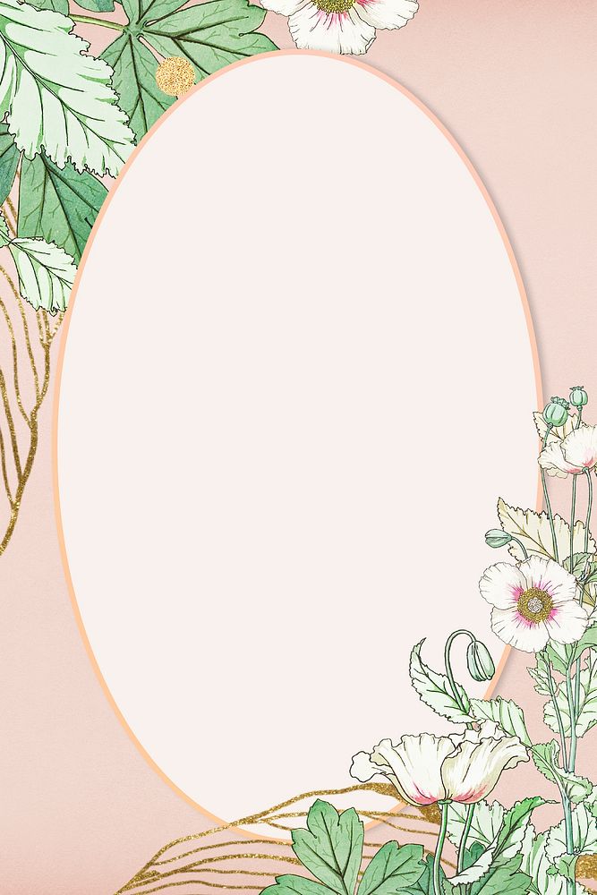 Floral illustration pattern psd frame