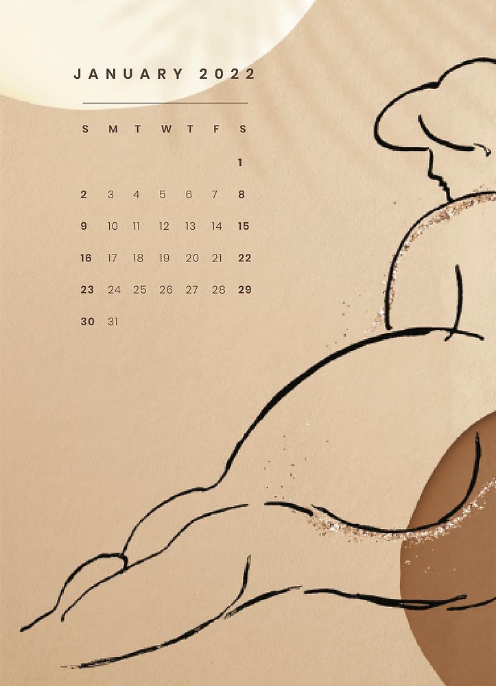 Aesthetic January 2022 calendar, monthly planner