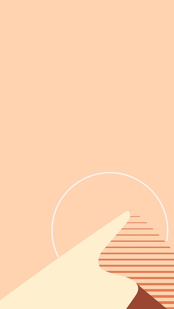 Minimal sunset mountain vector mobile wallpaper in orange