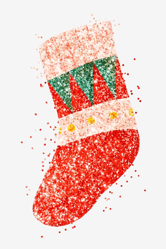 Glitter Christmas sock vector hand drawn