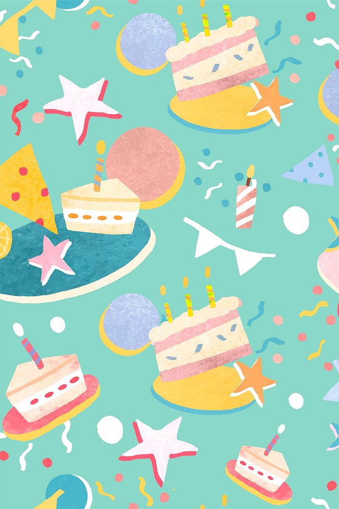 Green birthday pattern vector celebration background