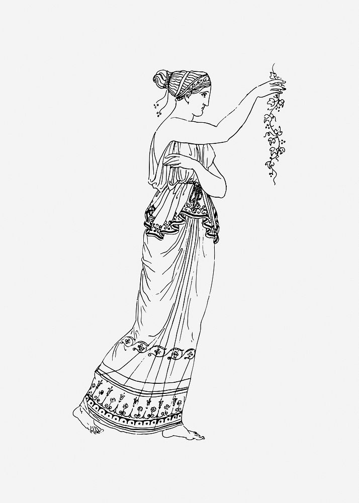 Greek woman, drawing illustration. Free public domain CC0 image.