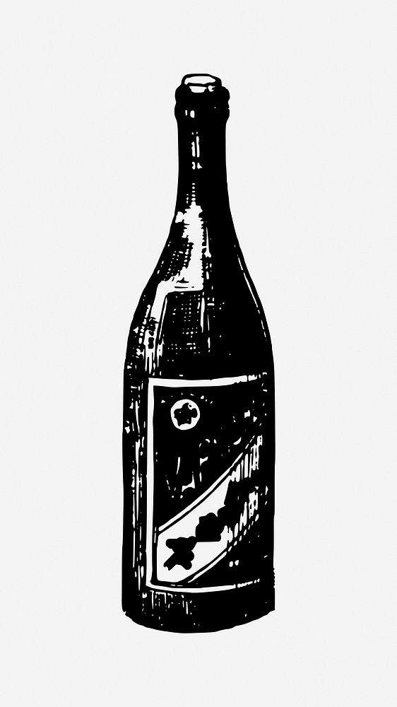 Bottle, vintage drawing illustration. Free public domain CC0 image.