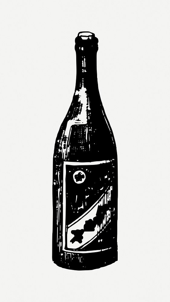 Bottle clipart, vintage illustration psd. Free public domain CC0 image.