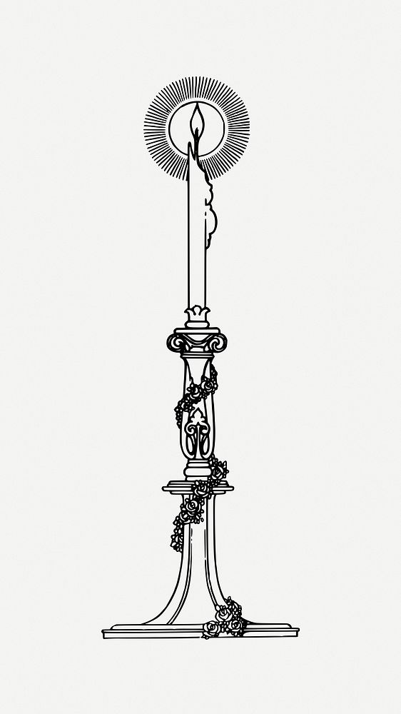 Stylized candle clipart, vintage illustration psd. Free public domain CC0 image.