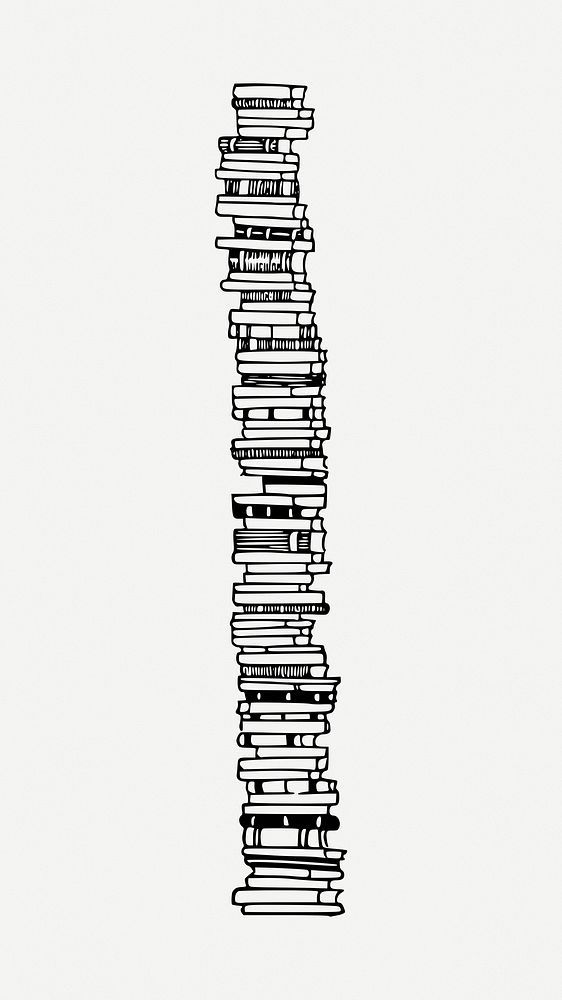 Book stack clipart, vintage illustration psd. Free public domain CC0 image.