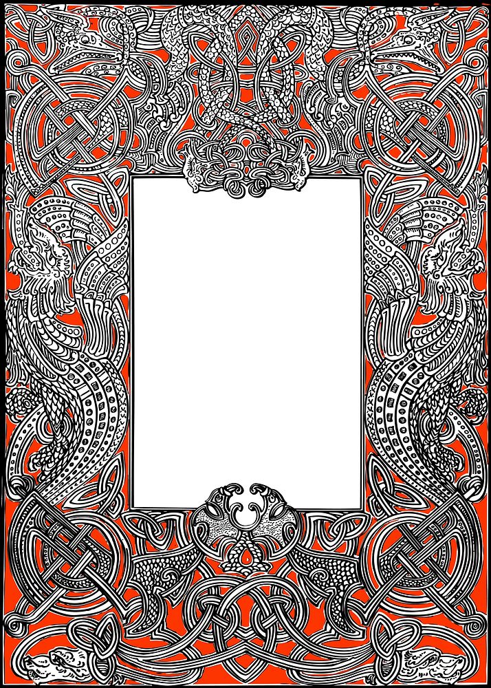 Frame clipart, mythical creature illustration vector. Free public domain CC0 image.