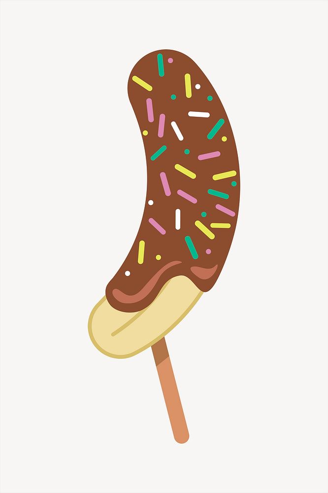 Chocolate dipped banana pop collage element, cute illustration vector. Free public domain CC0 image.