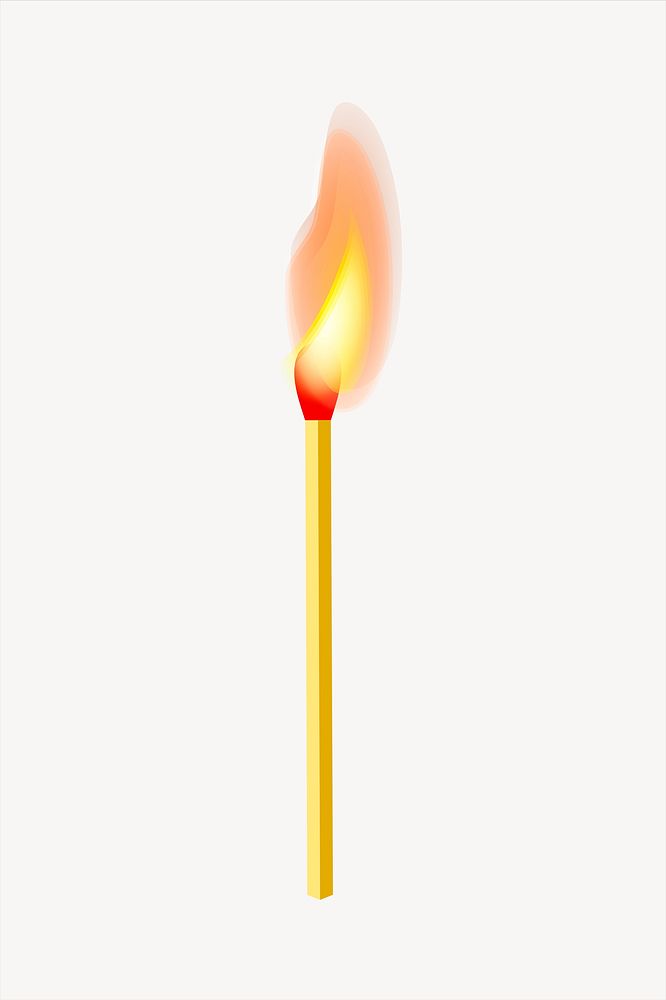 Burning match  clipart, cute illustration. Free public domain CC0 image.