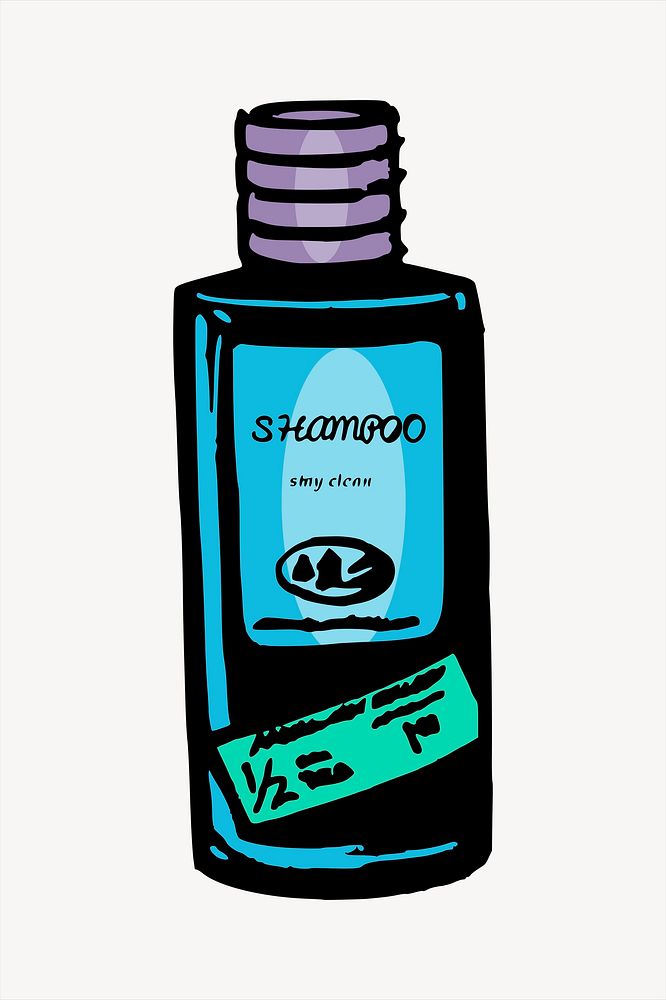 Shampoo bottle clipart, beauty product illustration vector. Free public domain CC0 image.