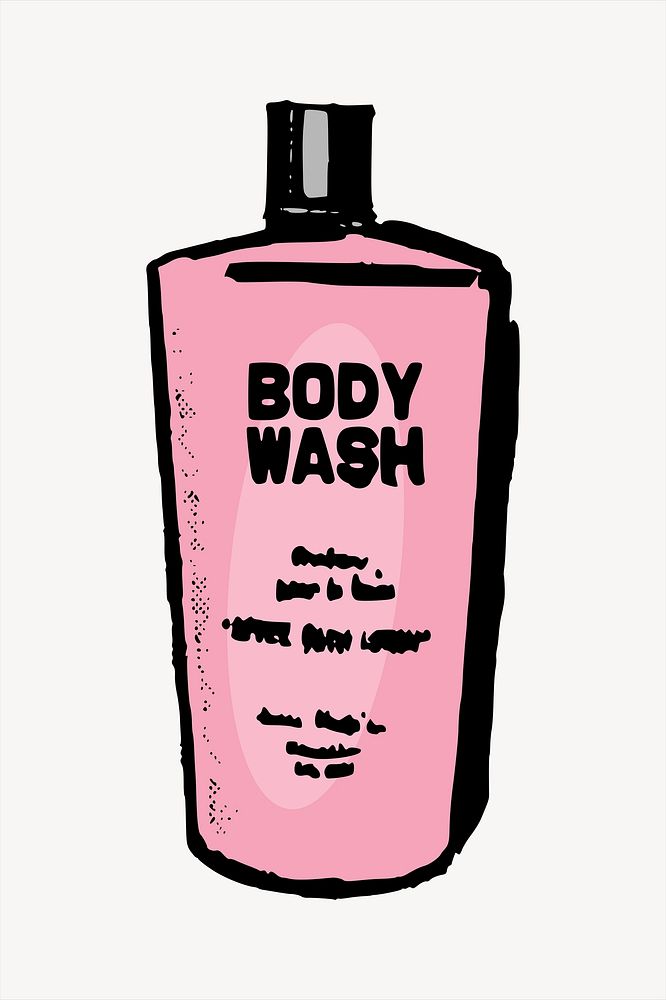 Body wash bottle illustration. Free public domain CC0 image.