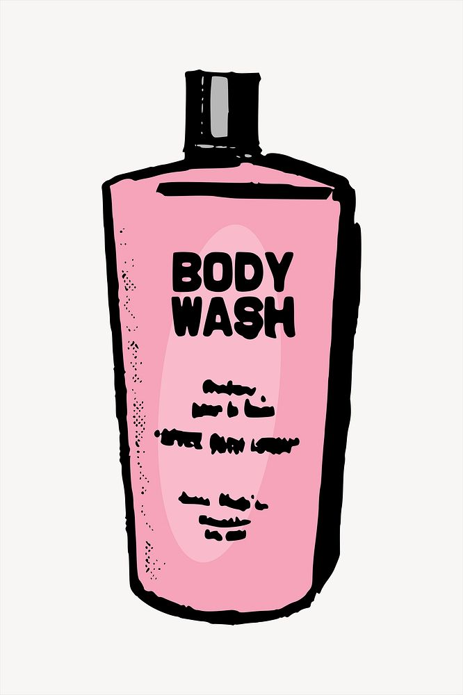 Body wash bottle clipart, beauty product illustration psd. Free public domain CC0 image.
