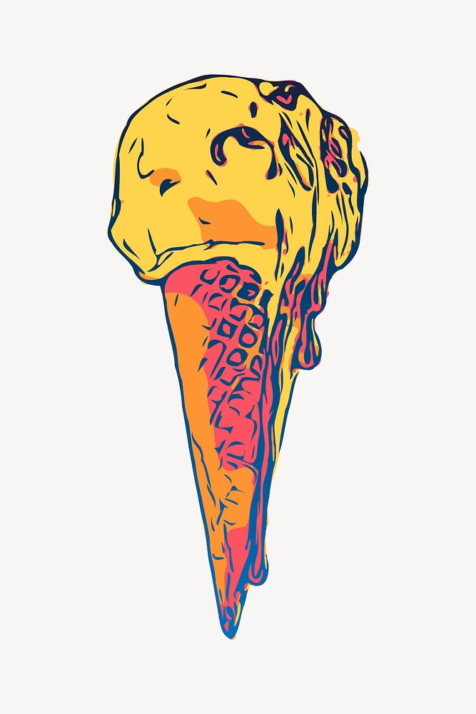Ice cream illustration. Free public domain CC0 image.