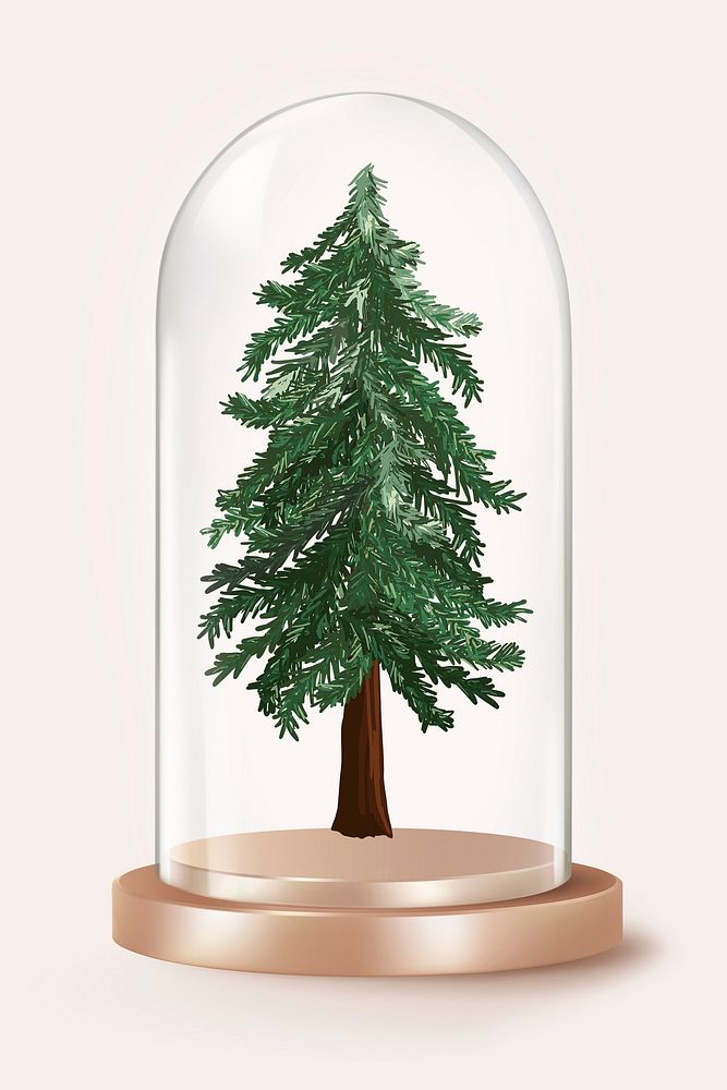 Christmas tree in glass dome, botanical concept art