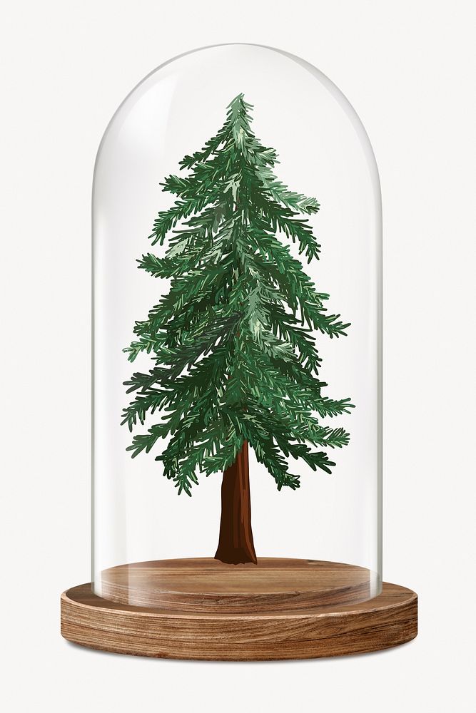 Christmas tree in glass dome, botanical concept art