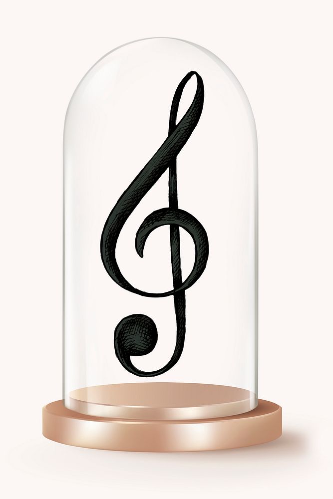 Musical note in glass dome, music icon concept art