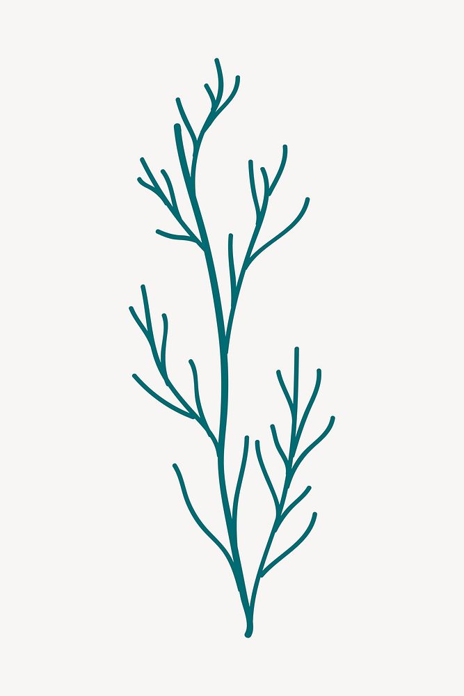 Leaf branch sticker, aesthetic botanical doodle vector