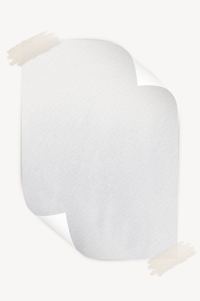 White sticky note mockup frame, curled corner paper psd