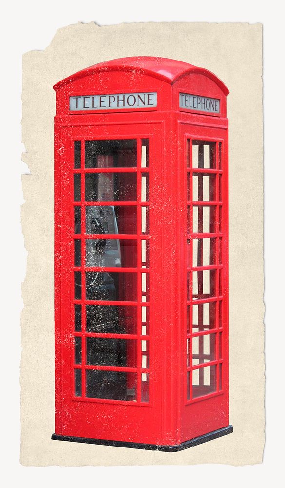 Telephone booth sticker, ripped paper collage element psd