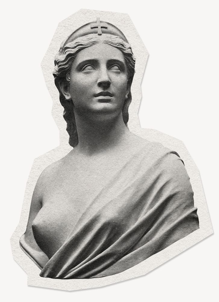 Greek woman sculpture clipart sticker, paper craft collage element
