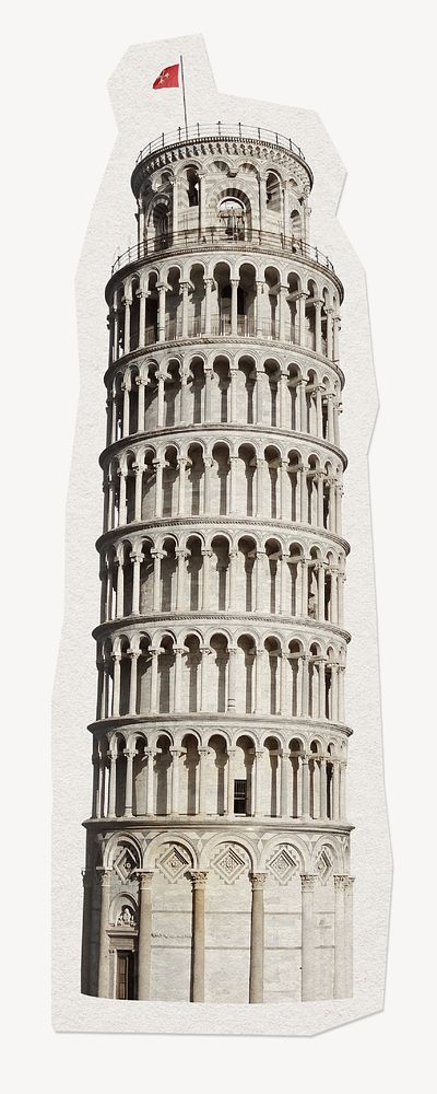 Leaning Tower of Pisa, historical landmark collage element